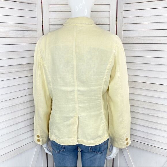 J. Crew Academy Washed Linen Blazer Jacket Yellow Medium - Picture 4 of 13